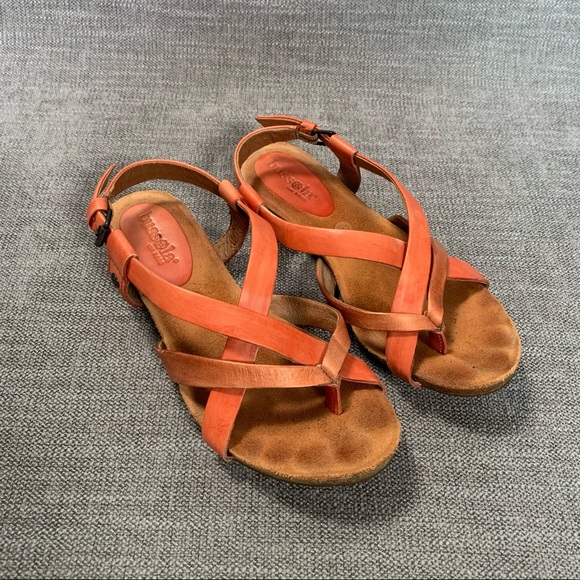 Bussola Maynila Leather Strappy Sandal Flip Flop Orange Womens 8.5 US EUR 39 - Picture 2 of 13